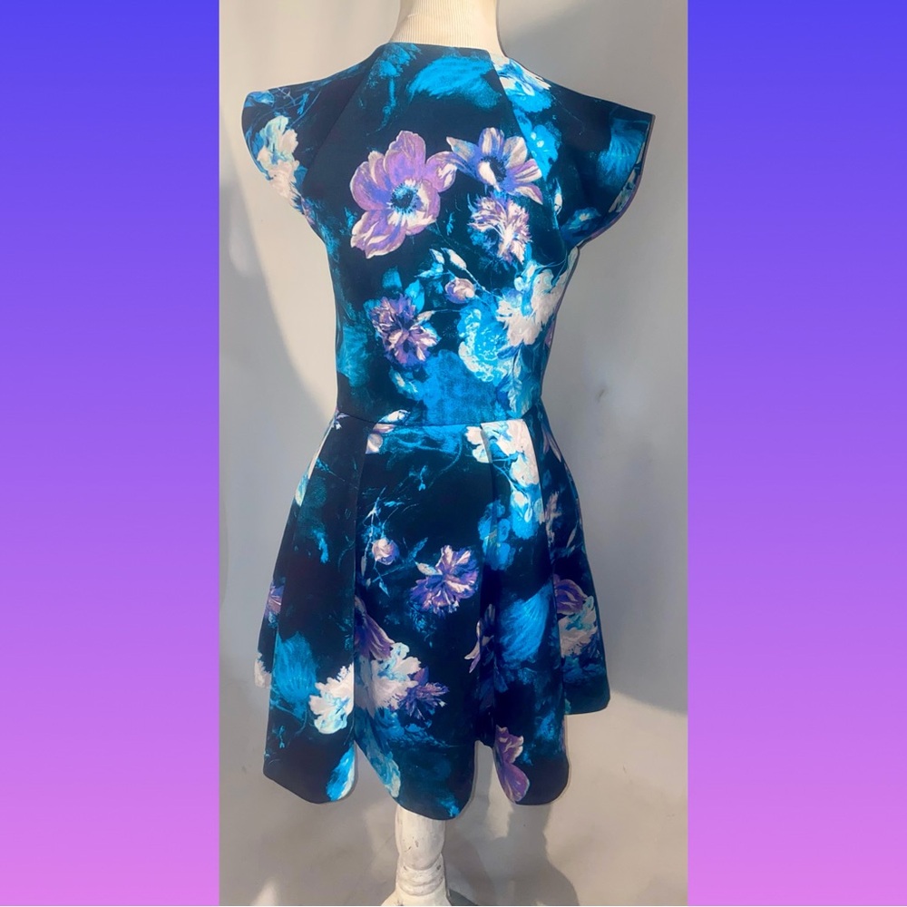 Guess Blue Sleeveless V-Neck Mini Dress Fit and Flare - Picture 6 of 7